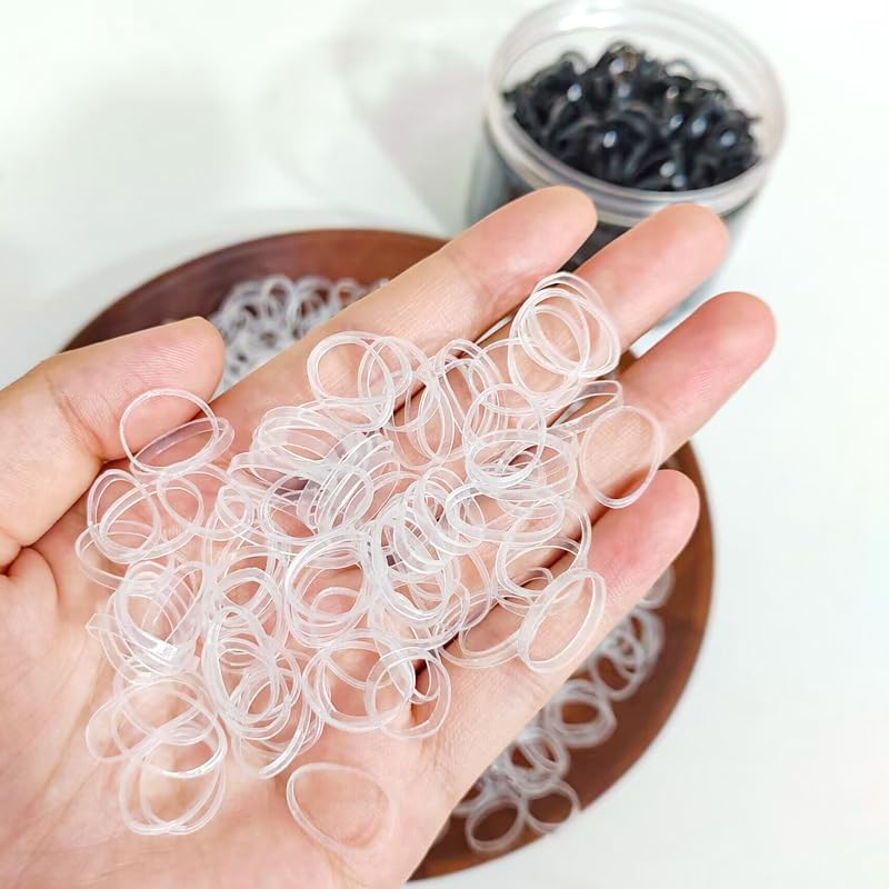 1500pcs Mini Clear Hair Ties, Elastic Hair Rubber Bands, Small Clear Ponytail Elastics Holders, Soft Hair Bands for Women, No Damage for Hair DJA16-48