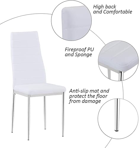 Miniatura 8 de Juego de mesa de comedor de 5 piezas, juego de mesa de comedor de vidrio templado para 4 mesas de cocina con 4 sillas tapizadas para cocina y Mesa