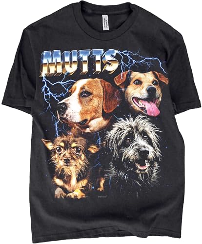 Heavy Metal Dog Themed Tshirt for Dog Lover and Dog Owner 80s 90s Glam & Punk Rock Band Tees Retro Fit Heavyweight Tshirts (US, Alpha, Large, Regular, Regular, Adopt Mutts)