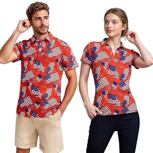 Matching Patriotic Golf Shirts for Couples