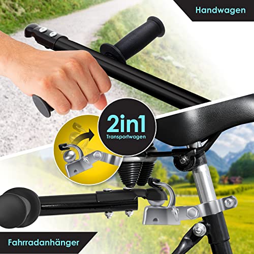 KESSER® Fahrradanhänger, Lastenanhänger, Handwagen mit Kupplung, Hochdeichsel, für Fahrrad Transportanhänger Transportbox mit 70 Liter Volumen, Max. 60kg, + Zubehör für Fahrräder mit 26-28, Gelb