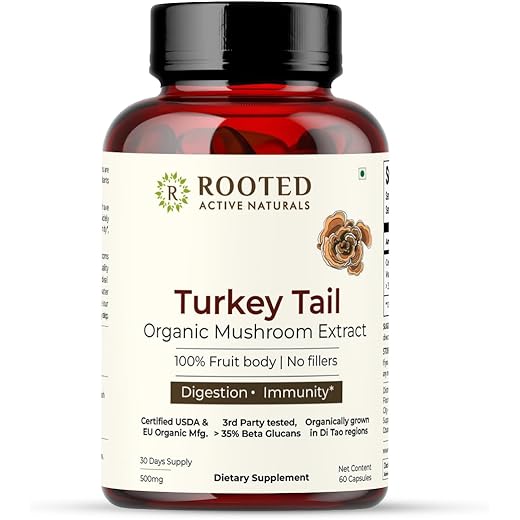 Rooted Turkey Tail Capsules 500mg 60 Veg Caps