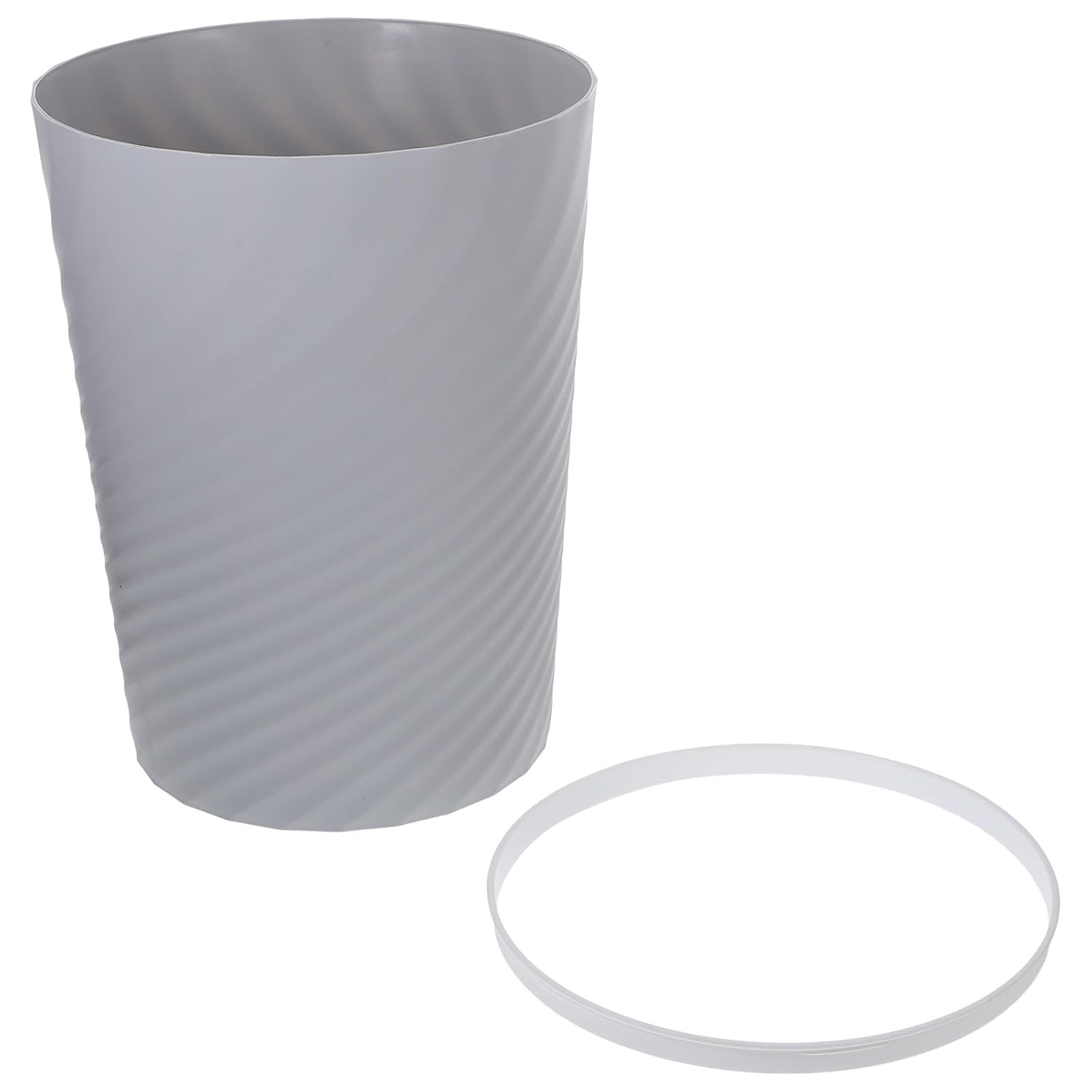 Large 12l Gray Open-top Trash Can Wastepaper Bin Plastic Garbage Bucket for Home Office Bathroom Bedroom Storage and Organization