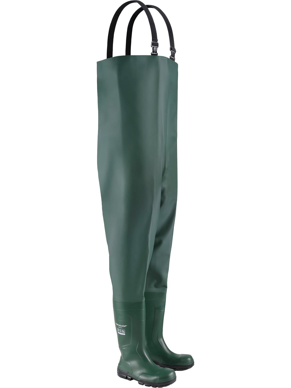 DUNLOP Work-it Full Safety Chest Wader - Unisex, Lightweight and Waterproof, Slip Resistant Work Waders with Steel Toe Cap, PVC, Heritage Green - EU44, UK10