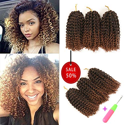 Marlibob Kinky Curly Crochet Hair Marly Braid Ombre Braiding Hair 6 Packs/Lot 9 inch Curly Weave Synthetic Crochet Hair Extensions 35g/Pack (T1B/30)