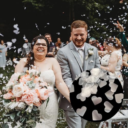 Dissolving Water Soluble Rice Paper White Wedding Heart Shaped Confetti 28000 Pieces 150 Gram Biodegradable Confetti Hearts for Send Off Outdoor Beach Reception Ceremony Celebration Classic Modern