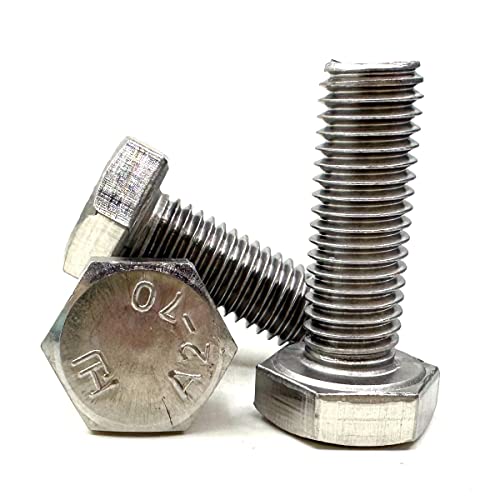 Image of M10 Hex Bolt, M10-1.5 x 30mm Hex Head Screw Bolts, 304 Stainless Steel, Fully Threaded, Plain Finish, Hex Tap Bolts 10Pcs (M10x30mm)