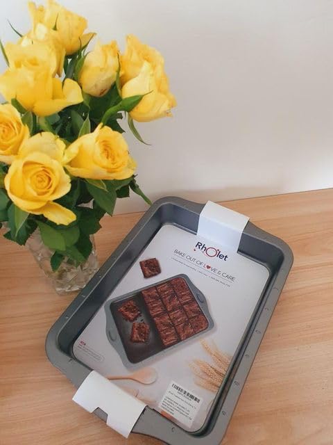 RHOLET Brownie Tin Oven Tray Set of 2-Deep Roasting Tin 12x9 Inch & Large Oven Tray 13x9 Inch Fridge - Image 3