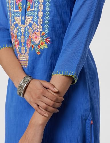 Image of BIBA Women Cotton Straight Solid Kurta