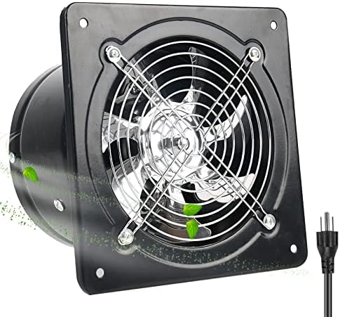 TWSOUL Exhaust Fan with Plug, 6 inch 380CFM Silent Through-the-Wall Extractor Exhaust Ventilation Fan for Kitchen, Bathroom, Toilets, Bedroom, Living Room, Shopping Mall, and Office, 110V, Black