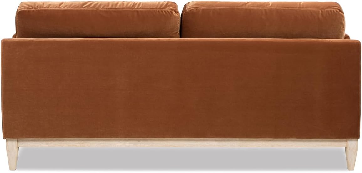 Jennifer Taylor Home Pasadena 75.5" Modern Living Room Farmhouse Performance Velvet Compact Sofa/Couch in Burnt Orange