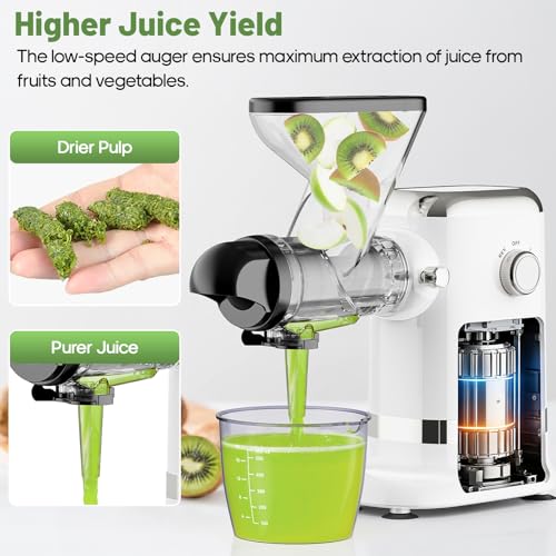 Image of GVODE Electric Cold Press Juicer, Masticating Juicer with Dual Feed Chute
