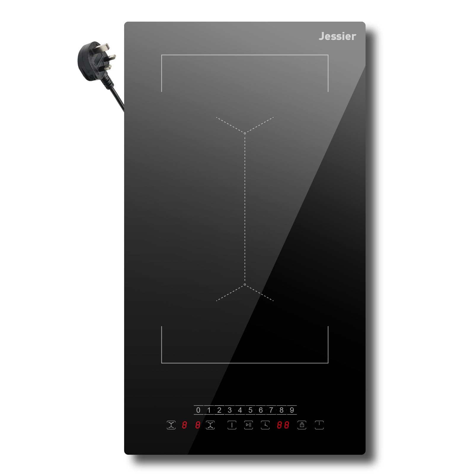 Buy Jessier Plug in Induction Hob 30cm 2800W, 2 Zones Electric Hob with