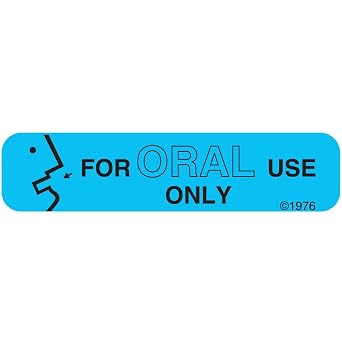 Pharmex 1-51G "for Oral USE ONLY" Permanent Paper Label, 1 9/16" x 3/8", Blue, Pack of 1000