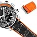 Imagen de ROUREOX Correa Cuero Auténtica Hecha a Mano Correa Reloj Hombre Hebilla Metálica Ajustable Cuero Suave para Omega Seamaster and Speedmaster Planet Ocean-Negro Naranja + Plata 22mm