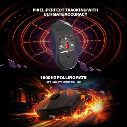 Image of Cosmic Byte Helios Tri-Mode Wired + 2.4GHz Wireless + Bluetooth Gaming Mouse | 10,000 DPI | 1000Hz Polling | Huano 10M | 5 Programmable Buttons | RGB | Lightweight 81g | PTFE | Software (Dragon Black)