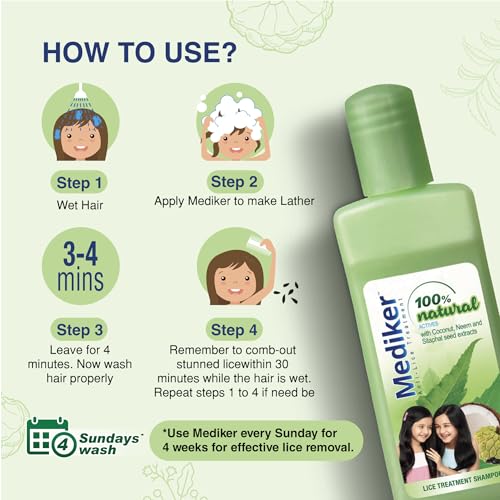 Image of Mediker Anti-Lice Treatment Shampoo + Anti Lice Comb, 100 ml