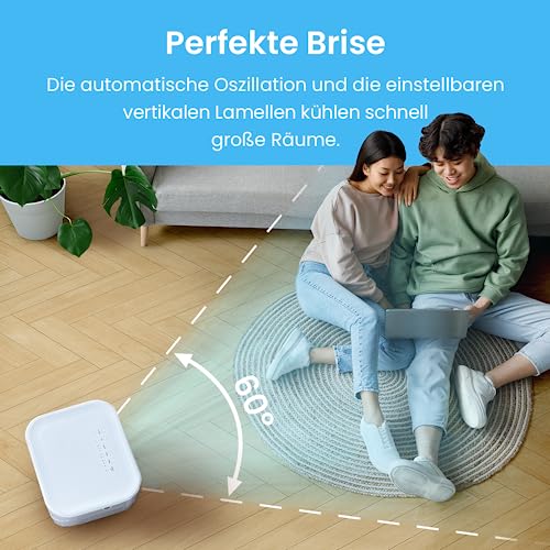 Pro Breeze 10L Mobiler Luftkühler, 4in1 mit 3 Stufen, LED Anzeige und Fernbedienung, Mobiles Klimagerät ohne Abluftschlauch für Luftkühlung, Ventilation, Befeuchtung, inkl. Timer & Oszillation, Weiß – Bild 6