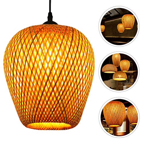 Uonlytech Rattan Basket Ceiling Pendant Light Shade Bamboo Dome Wicker Chandelier Lampshade Hanging Decorations Rustic Japanese Lamp for Home and Shop Decor - Image 5