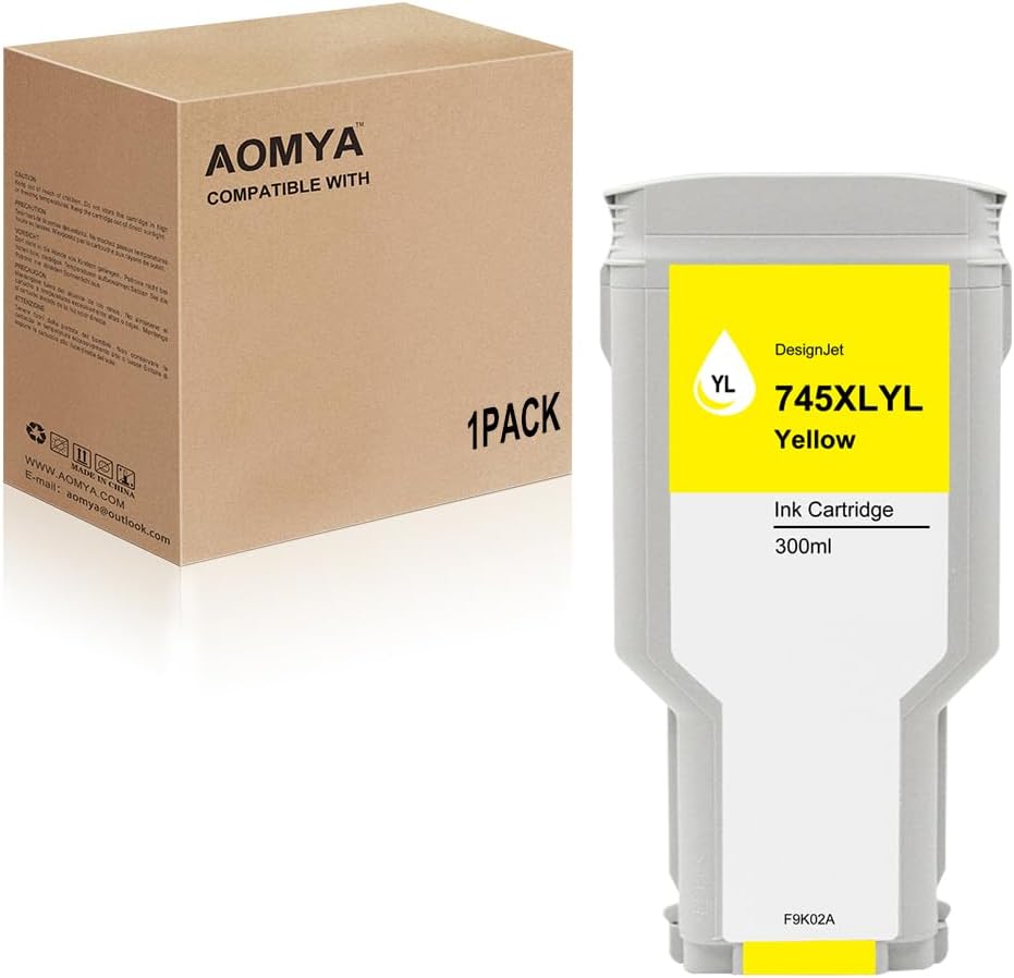 Aomya 745 Ink Cartridge Replacement HP 745 Matte Black F9K05A for HP DesignJet Z5600 Z2600 Postscript Printers (300ML)