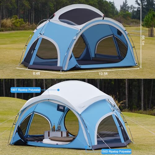 Image of Vidalido 3-4 Person Camping Tent with 2 Large Mesh Door 4 Mesh Window Family Tents, Double Layer Waterproof Portable Easy Setup Camp Tent, Canvas Dome Tents for Camping Outdoor Hiking and Backpacking