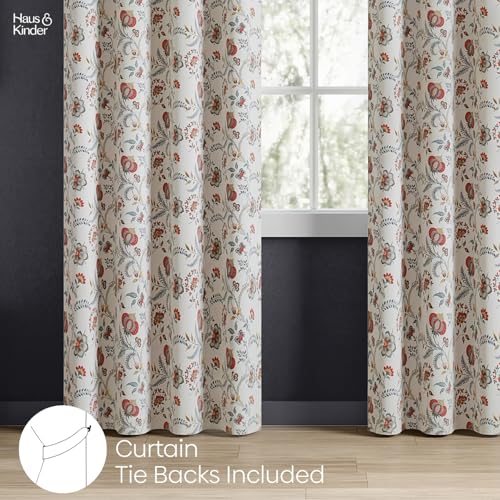 Image of haus & kinder Digital Printed Cotton Door Curtain 7 Feet Long Pack of 1 Door Curtain, 7 Feet Curtain for Door (Saffron Garden, Multi 130x213 CM)