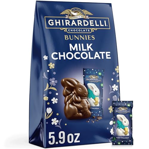 GHIRARDELLI Milk Chocolate Bunnies, 5.9 oz Bag Premium Solid Milk Chocolate Easter Candy Individually Wrapped