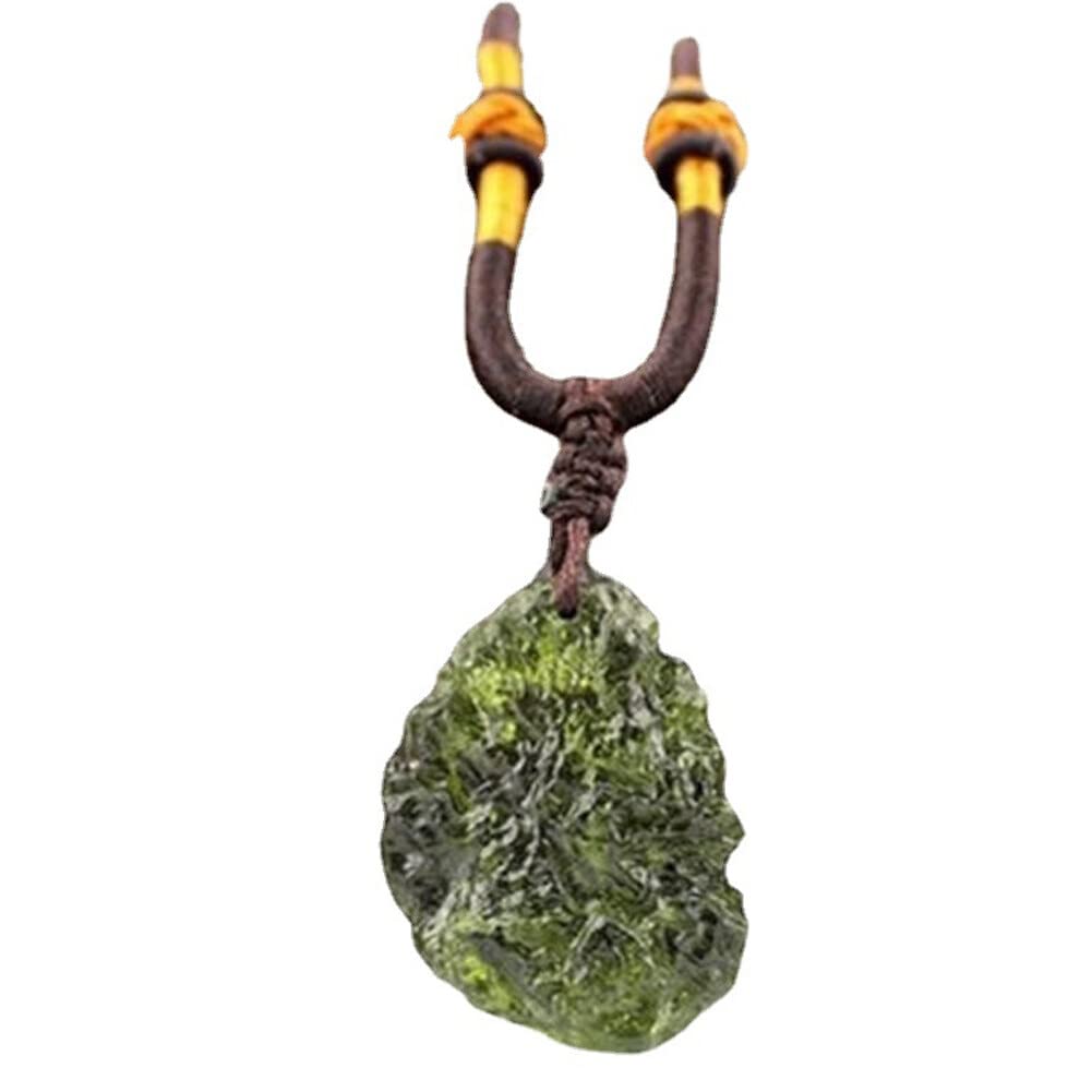 Ciondolo In Moldavite Naturale Verde | Pietra Meteorite Per Meditazione E Energia Positiva | Collana Feng Shui Con Aeroliti | Peso 3-5g