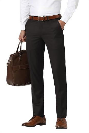Van Heusen Mid Rise Solid Formal Trouser for Men|Slim Fit |Plain Formal Pants |Flexible Waistband |Stretchable Pants |