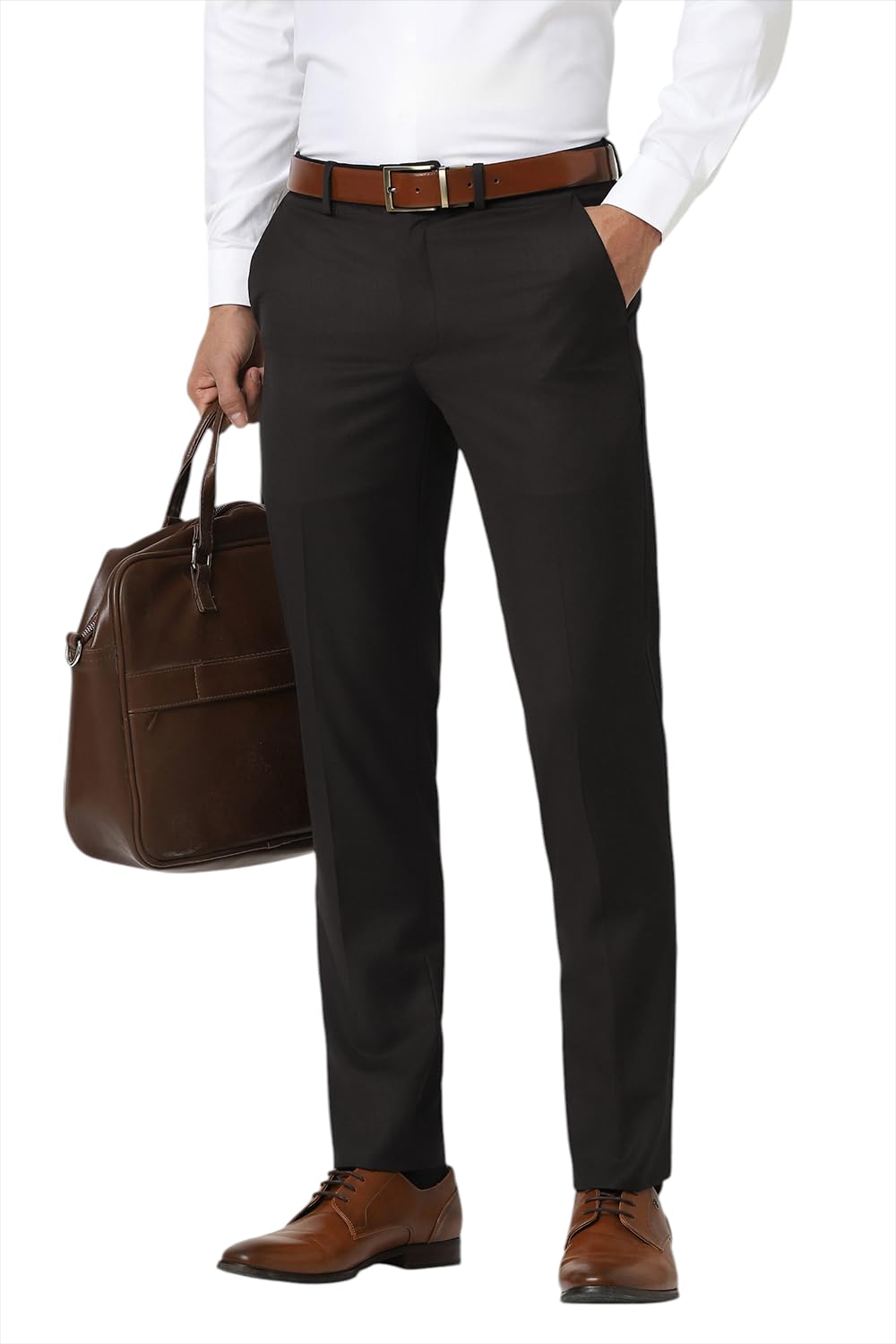 van heusen Mid Rise Solid Formal Trouser for Men|Slim Fit |Plain Formal Pants |Flexible Waistband |Stretchable Pants |-picture-30