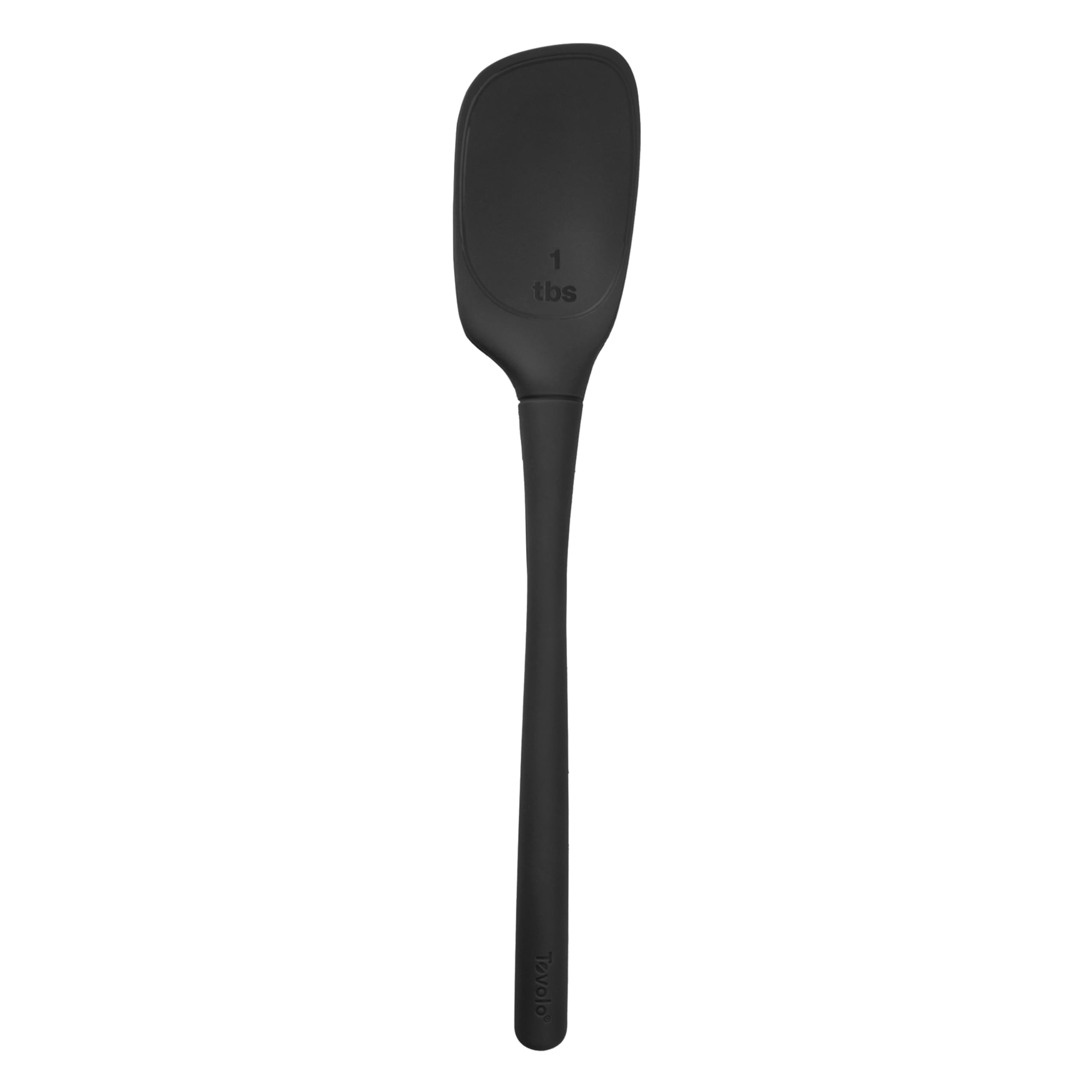 Flex Core Silicone Deep Spoonula with Angled Head for Stirring Scooping and Serving, Dishwasher Safe BPA Free Heat Resistant Spoon Spatula Kitchen Utensil for Cooking Baking, Black