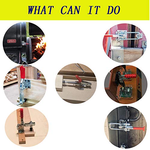 Image of 302F Push Pull Toggle Clamp Latch Anti-slip 2 Pack Hand Tool 300Lbs Holding Capacity Quick Release Heavy Duty Hand Tool for Wood Working (302F-2 Pack)