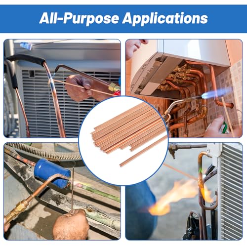 Image of 20 Sticks BCuP-2 Copper Brazing Rods Phosphor Alloy Welding Rods 0.050 inch x 1 /8 inch x 10 inchBrazing Rods for Air Conditioner Refrigerators Pipe