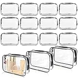 ISUSSER 15 PCS Transparent Cosmetic Bags Clear Toiletry Bags Waterproof Makeup Bags PVC Plastic Zippered Organizer Cases for Travel Vacation Bathroom