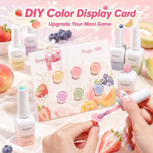 Image of Beetles Fruity Milk Jelly Gel Nail Polish Set - 6 Colors Spring Pastel Gel Polish Kit Pink Purple Blue Peach Nude Green Yellow Sheer Translucent Effect Soak Off UV Nail Art Manicure Gift for Women