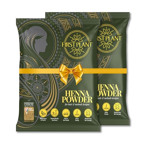 FIRST PLANT - Premium Rajasthani HENNA POWDER, 100% ORGANIC Henna with GI Tag for Hair Colour and Hair Care (Pack of 2 x 350g)