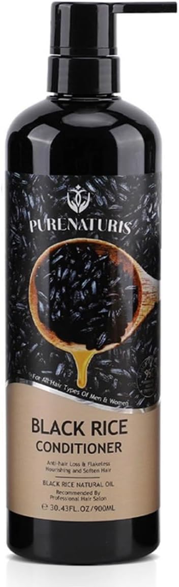 PureNaturis Black Rice Oil Extract Hydrating Conditioner - Anti-Hair Loss, Reduce Hair Fall and Repair for Dry and Damaged Hair, Leaves Hair Soft and Manageable, Captivating Fragrance, 30.43 fl oz