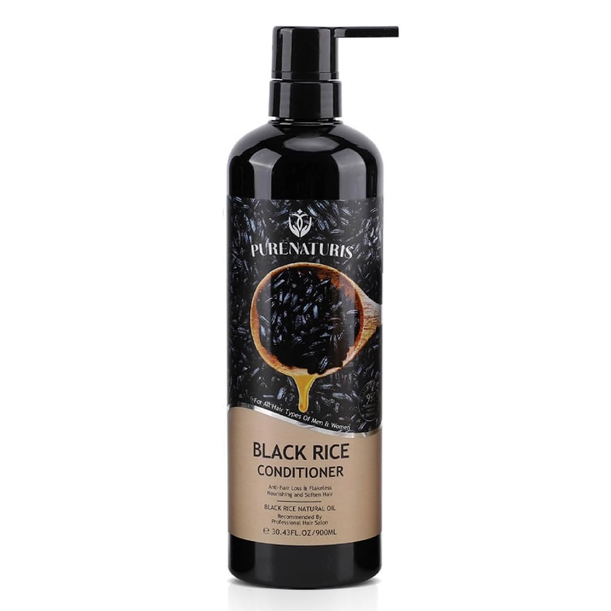 PureNaturis Black Rice Oil Extract Hydrating Conditioner - Anti-Hair Loss, Reduce Hair Fall and Repair for Dry and Damaged Hair, Leaves Hair Soft and Manageable, Captivating Fragrance, 30.43 fl oz