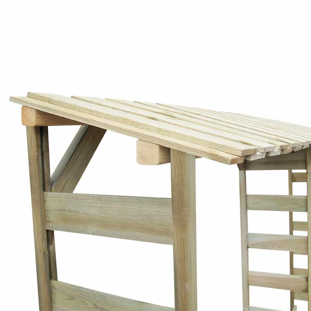 Szopa na drewno opałowe z impregnowanego drewna sosnowego, 300 x 44 x 176 cm, ze skośnym dachem, listwami cyrkulacyjnymi, podwyższonymi listwami podłogowymi, do regałów na drewno kominkowe