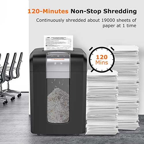 Bonsaii 20 Sheet Office Paper Shredder, 120-Minute Cross-Cut Heavy Duty Shredders Also Shreds Cd/Credit Card, Commercial Shredder With 8-Gal Pullout Basket, Jam Proof & 4 Casters, Black (3S30 Upgrade) #TOP1