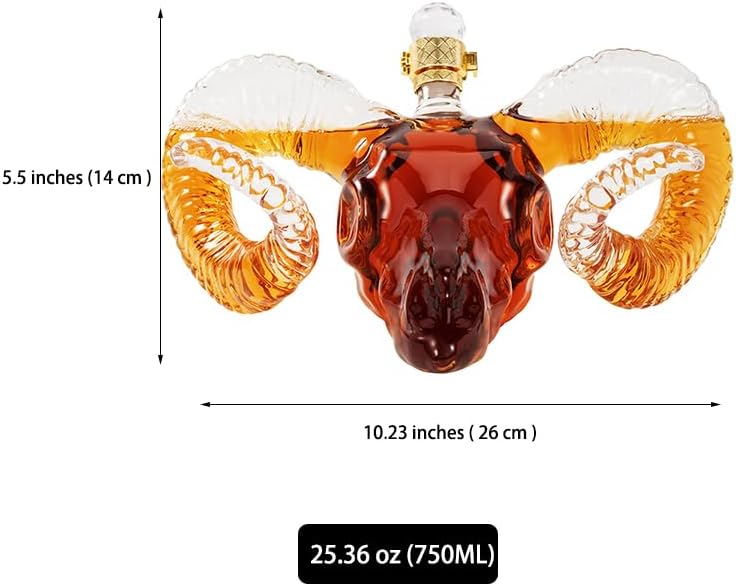 Hellodream goat head whiskey decanter Lead-free barware Baphomet head Liquor Glass Alcohol Bottle for Liquor Scotch Bourbon Gift for Men, Dad, Him, Cool Drinking Accessories for Home Bar 25.36 oz