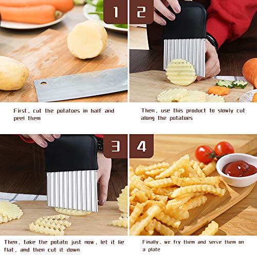 Groenteschaaf, roestvrij staal, golfsnijder, Speyang golfsnijder, friet chips snijmes voor het snijden van aardappelen… - Image 4