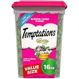 TEMPTATIONS Classic Crunchy and Soft Cat Treats Blissful Catnip Flavor, 16 oz. Tub