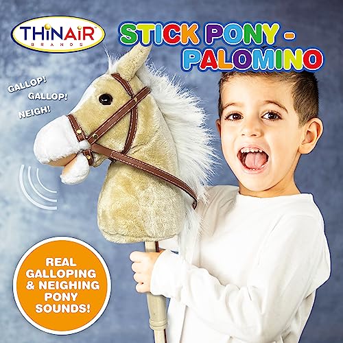 Image of Nature Bound Stick Horse | Plush Handcrafted Hobby Horse Provides Fun Pretend Play for Toddlers & Preschoolers | Handsewn Head, Sturdy Wood Stick, Plus Neighing & Clip-Clop Sounds