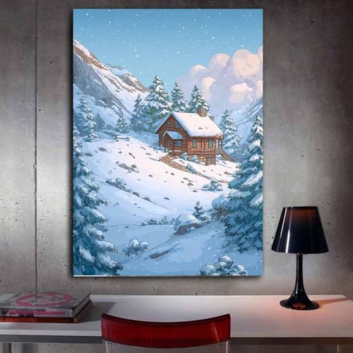 Tableau sur Toile Paysage Hivernal Impression HD Déco Murale Scène Igloo Bleu - 3