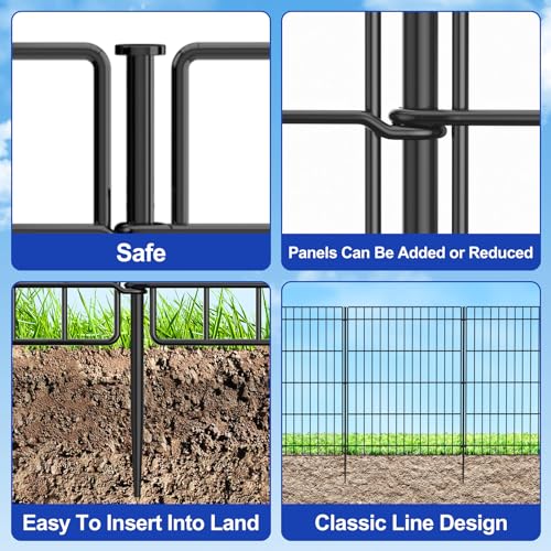 INJOPEXI Garden Fence 6 Panels 11.8ft (L)×30in (H) Decorative Garden Fences with 6 Panels Rustproof Wire No Dig Metal Garden Fence Animal Barrier Fencing for Yard Outdoor Patio - Without Fence Gate by INJOPEXI - Image 5