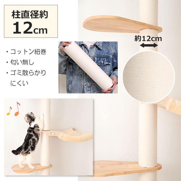 Amazon | 【なになにLife】 キャットタワー 突っ張り スリム 大型猫