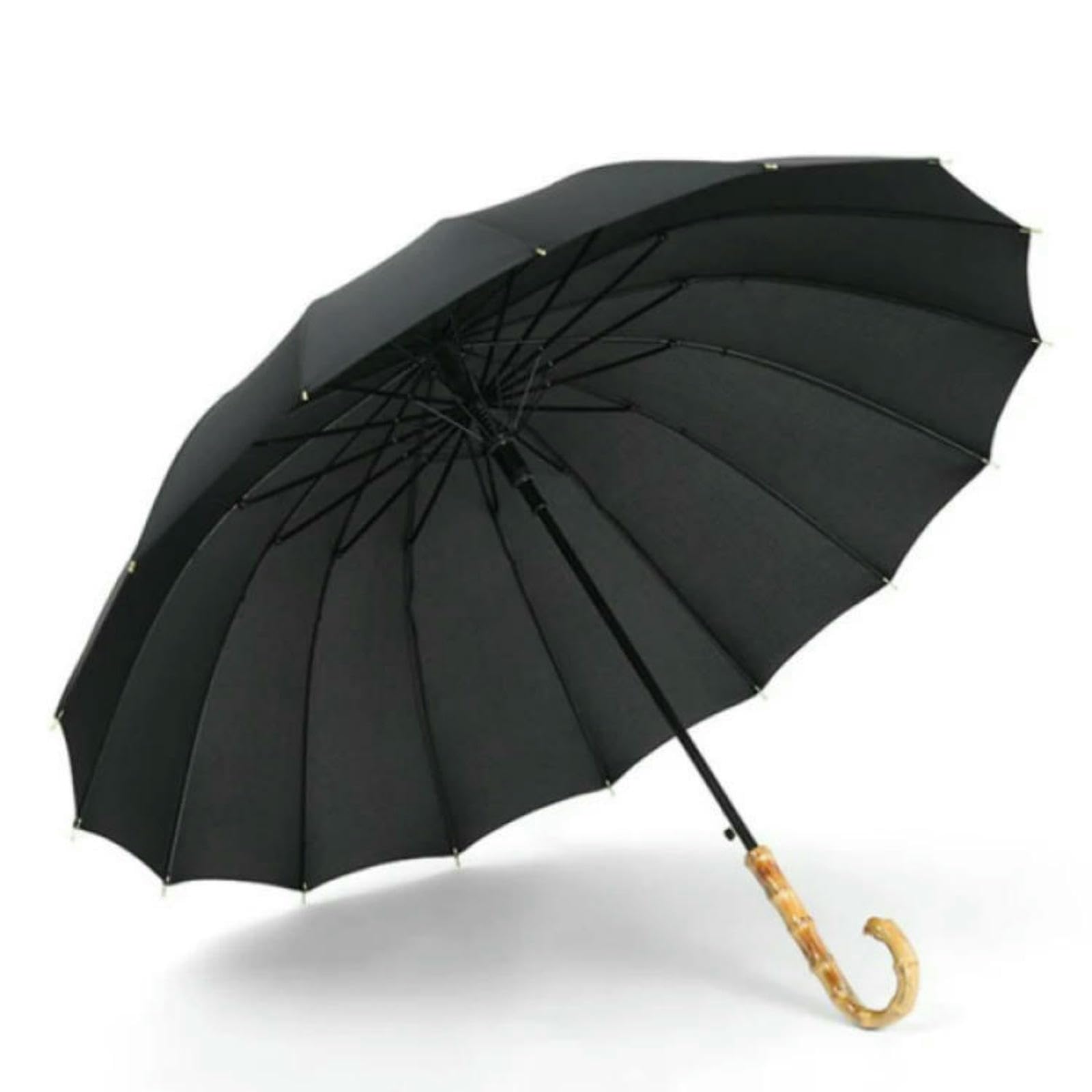 Xynm Men's Black Umbrellas For Rain Large Windproof Umbrella 16 Ribs Long Handle Straight Vintage Style With Bamboo Compact Travel Or Sun