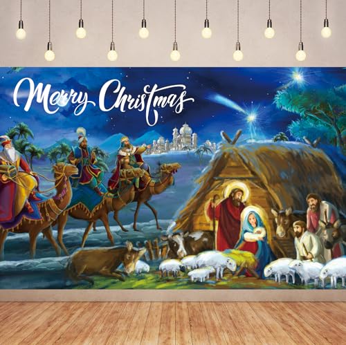 15,2 x 9,2 m Weihnachtskrippen-Hintergrund Weihnachten Nacht...