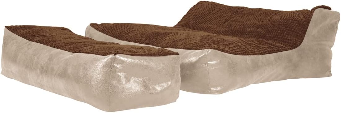 Extra Large Ivory PU Faux Leather Bonkers Love Sack Bean Bag with Love Bench ideal for Relaxing Available in 5 Various Soft Fabric Top Covers (Mocha)